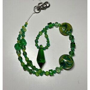 Beaded Suncatcher Rearview Mirror Ornament Yellow Green Crystal Prism Car Charm